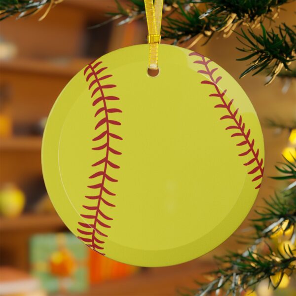 Glass Softball Ornament - Image 3