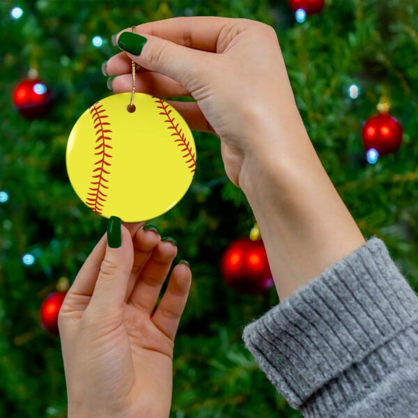 Ceramic Softball Ornament - Image 3