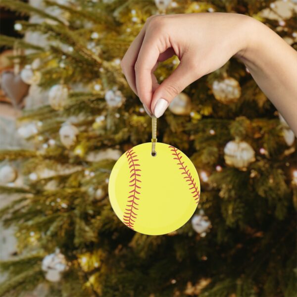 Glass Softball Ornament - Image 4