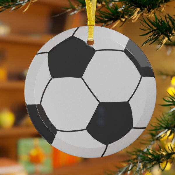 Glass Soccer Ornament - Image 3