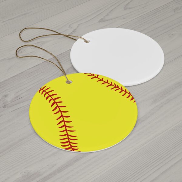 Ceramic Softball Ornament - Image 2