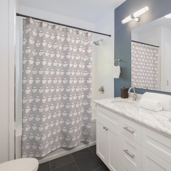 Gray Baseball Shower Curtain - Image 4