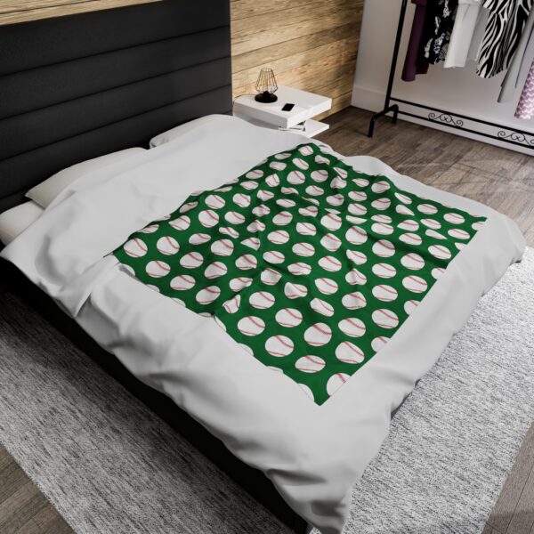 Green Velveteen Baseball Blanket - Image 8