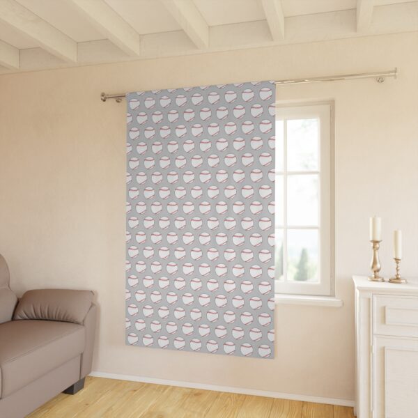 Gray Baseball Window Curtain - Image 3