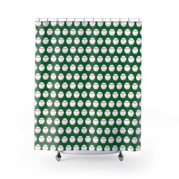 Green Baseball Shower Curtain - Image 2