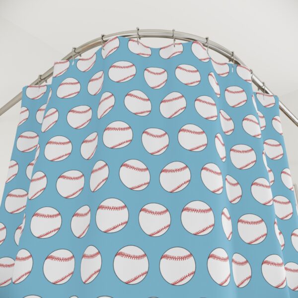 Blue Baseball Shower Curtain - Image 3