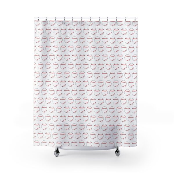 White Baseball Shower Curtain - Image 2