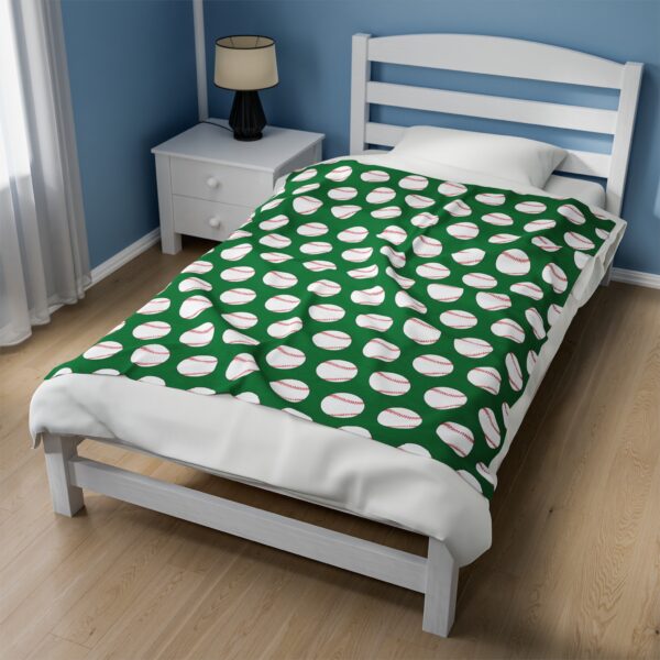 Green Velveteen Baseball Blanket - Image 7