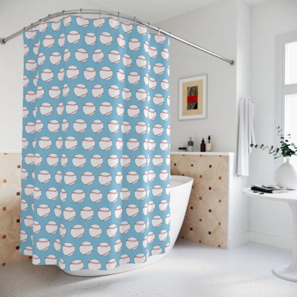 Blue Baseball Shower Curtain