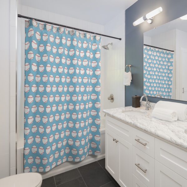 Blue Baseball Shower Curtain - Image 4