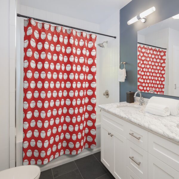 Red Baseball Shower Curtain - Image 4