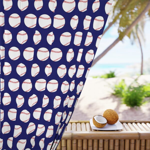 Blue Baseball Window Curtain - Image 4