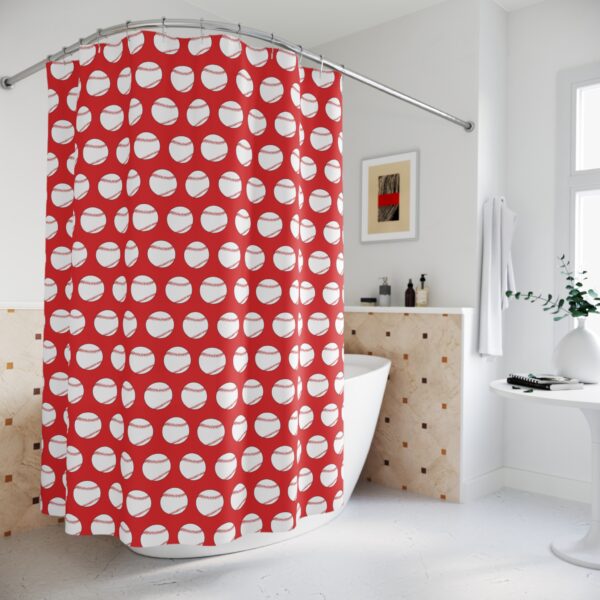 Red Baseball Shower Curtain