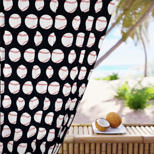 Black Baseball Window Curtain - Image 4