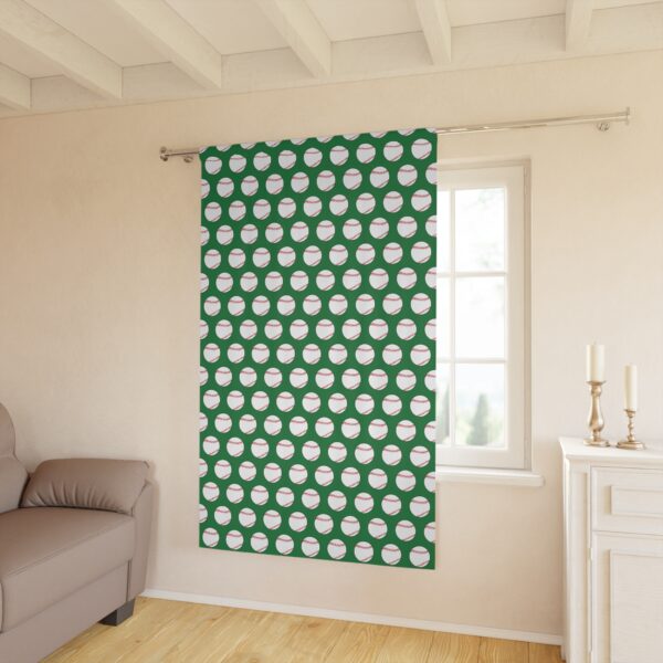 Green Baseball Window Curtain - Image 3