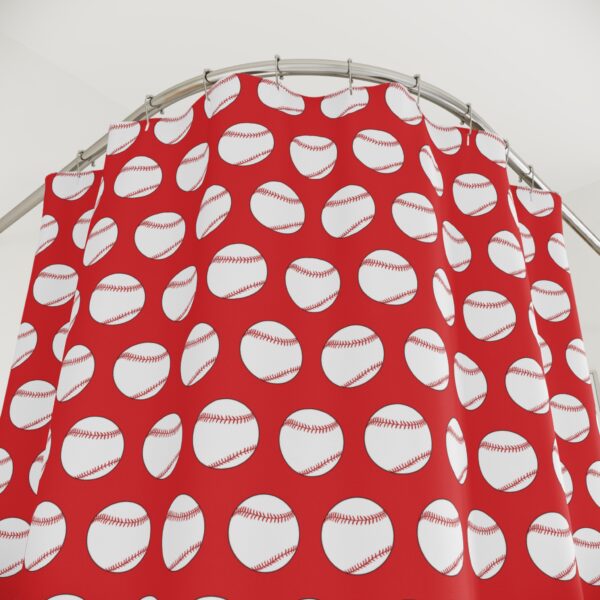 Red Baseball Shower Curtain - Image 3