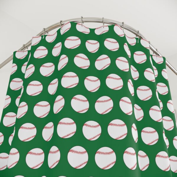 Green Baseball Shower Curtain - Image 3