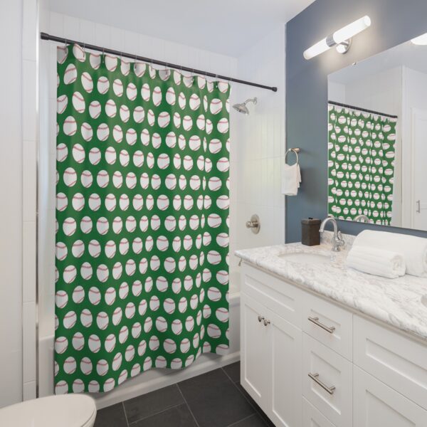 Green Baseball Shower Curtain - Image 4