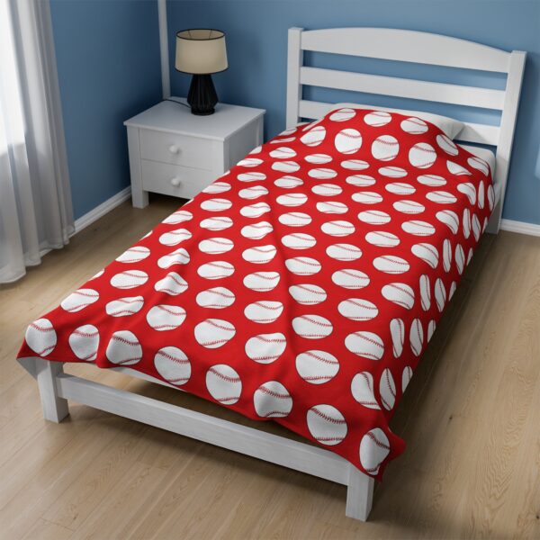 Red Velveteen Baseball Blanket - Image 3