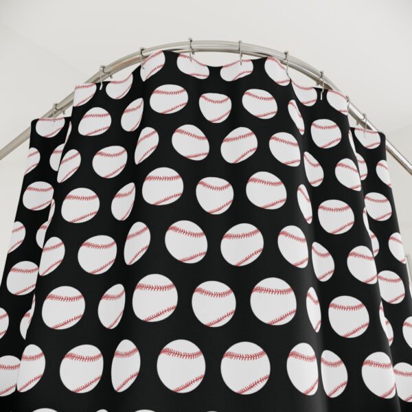 Black Baseball Shower Curtain - Image 3