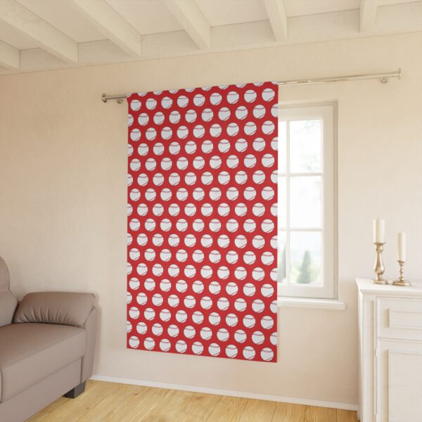 Red Baseball Window Curtain - Image 3