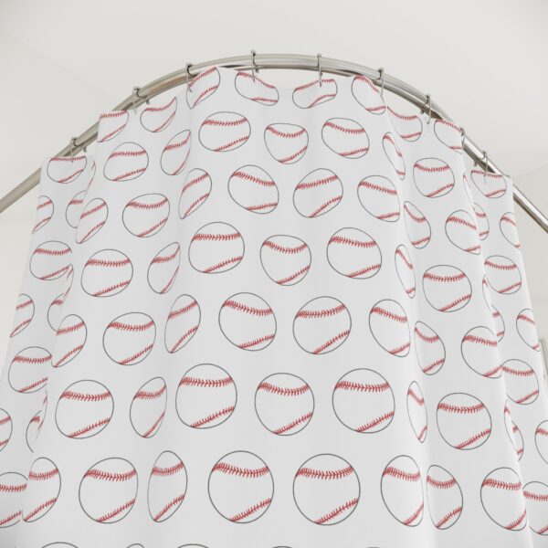 White Baseball Shower Curtain - Image 3