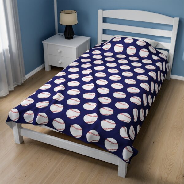 Blue Velveteen Baseball Blanket - Image 3