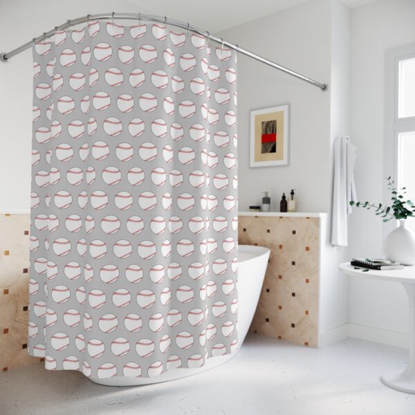 Gray Baseball Shower Curtain