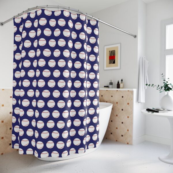 Blue Baseball Shower Curtain