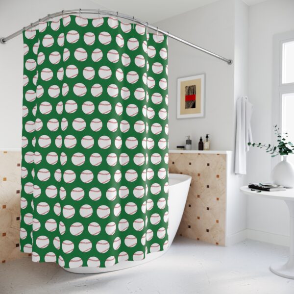 Green Baseball Shower Curtain