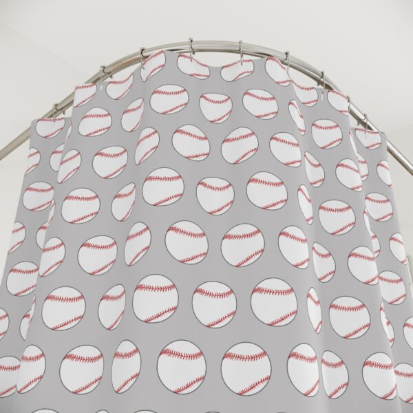 Gray Baseball Shower Curtain - Image 3