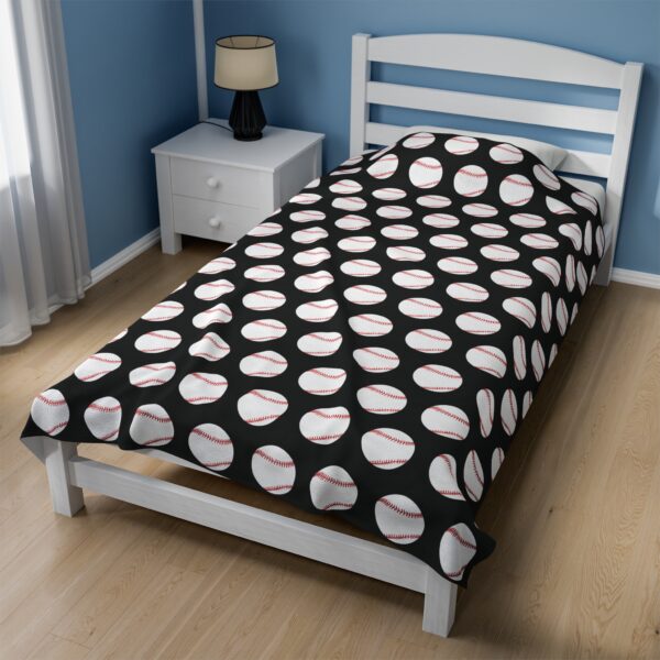 Black Velveteen Baseball Blanket - Image 3