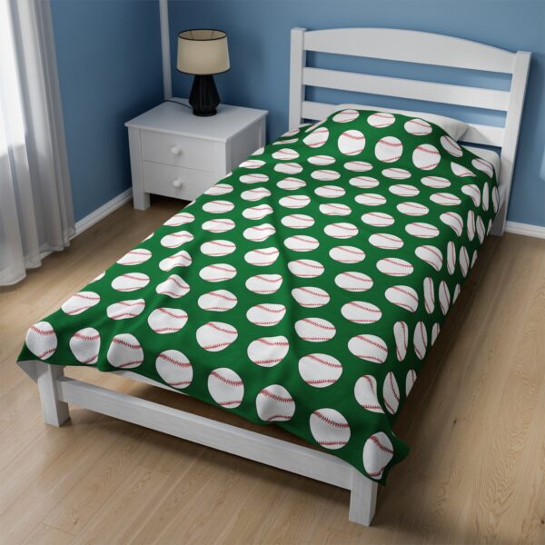 Green Velveteen Baseball Blanket - Image 3