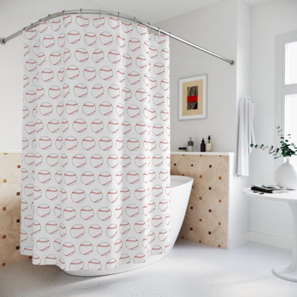 White Baseball Shower Curtain