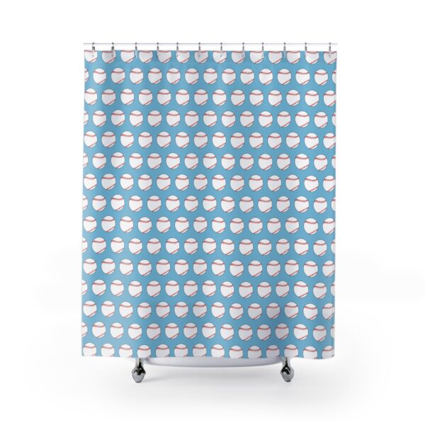 Blue Baseball Shower Curtain - Image 2