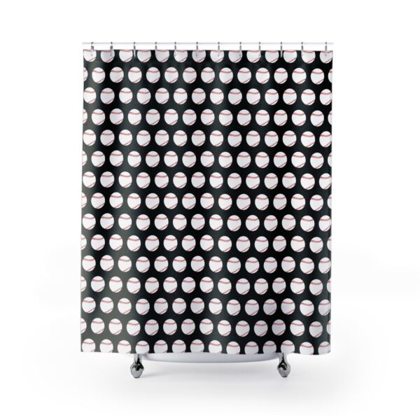 Black Baseball Shower Curtain - Image 2