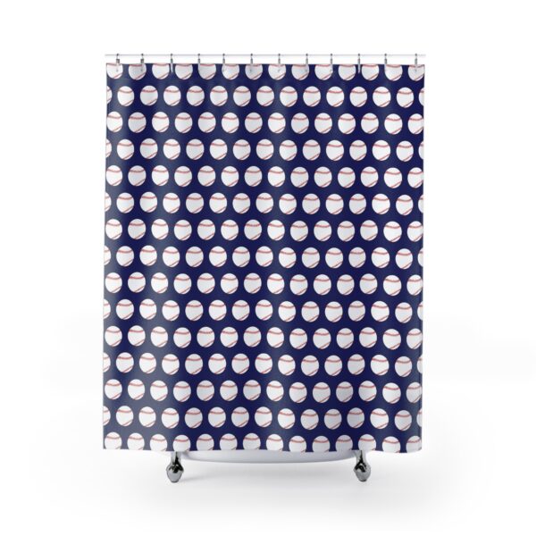 Blue Baseball Shower Curtain - Image 2