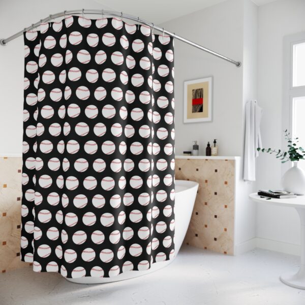 Black Baseball Shower Curtain