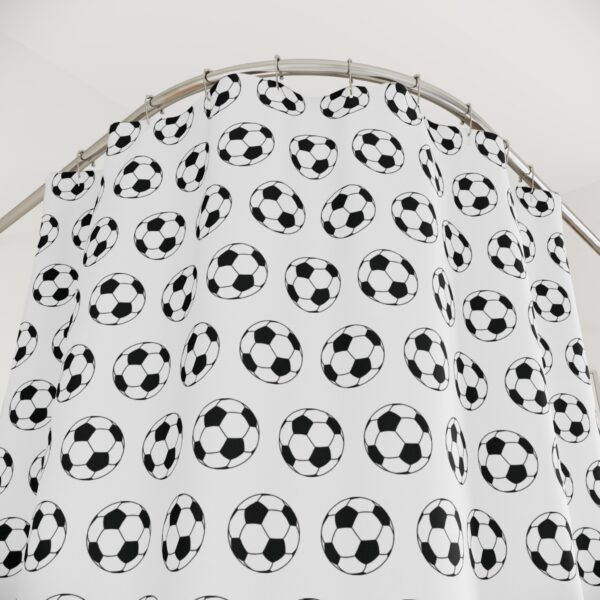 White Soccer Shower Curtain - Image 3