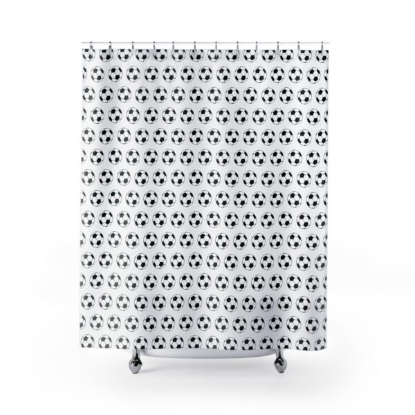 White Soccer Shower Curtain - Image 2