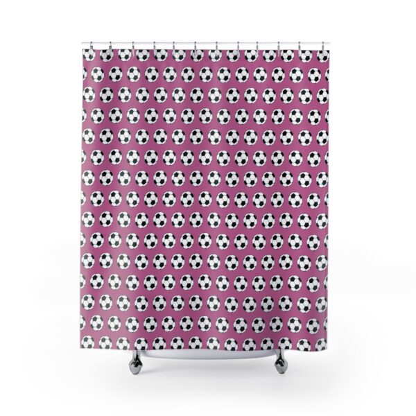 Pink Soccer Shower Curtain - Image 2