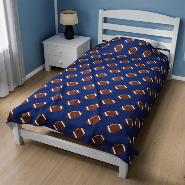 Blue Velveteen Football Blanket - Image 2