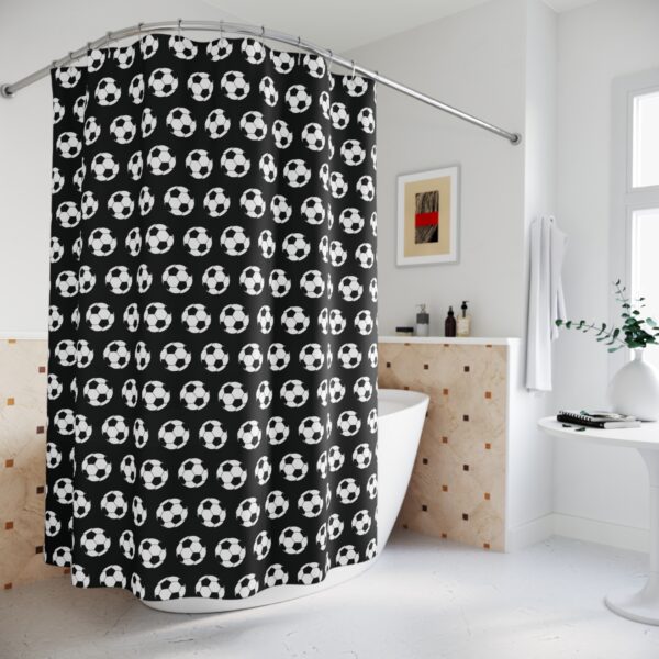 Black Soccer Shower Curtain