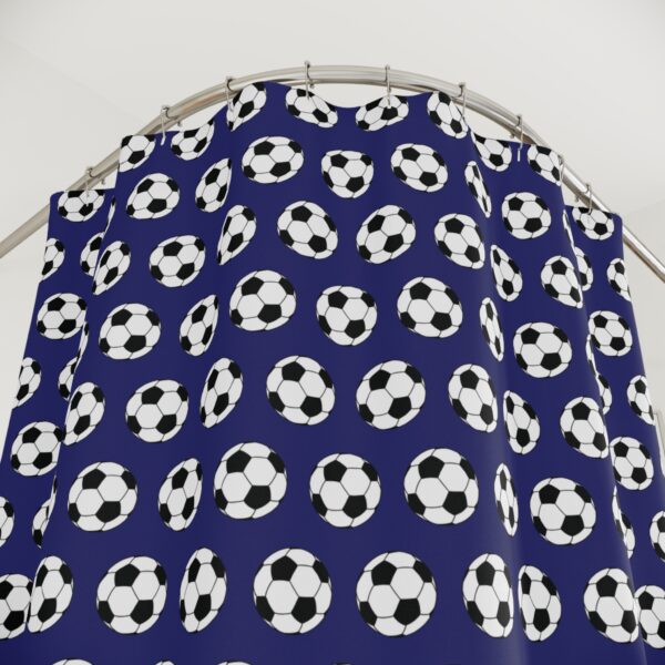 Blue Soccer Shower Curtain - Image 3