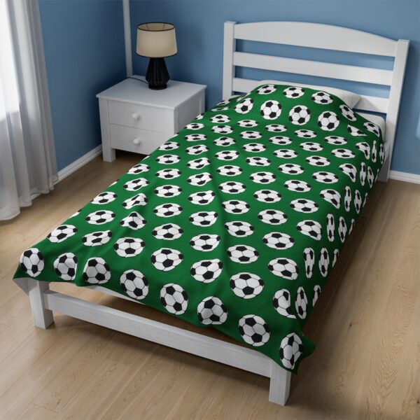 Green Velveteen Soccer Blanket - Image 3