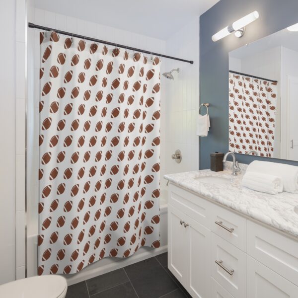 White Football Shower Curtain - Image 4