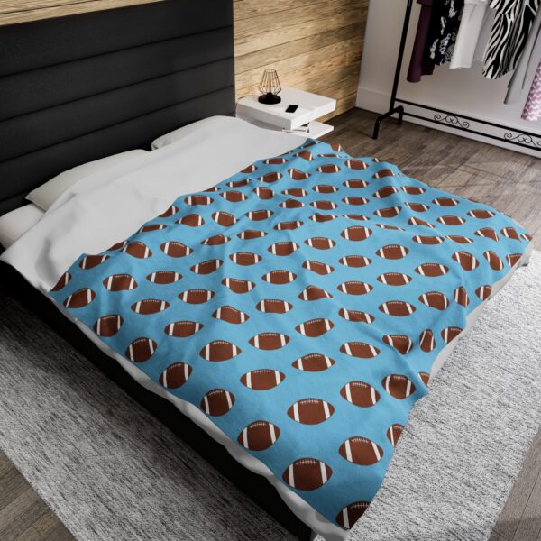 Blue Velveteen Football Blanket - Image 4