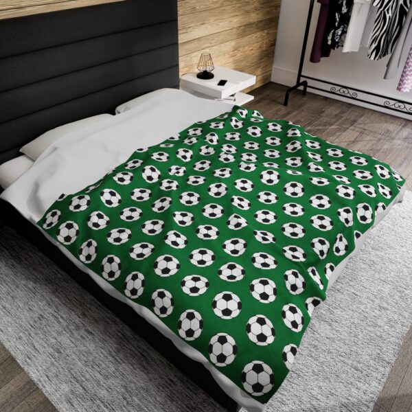 Green Velveteen Soccer Blanket