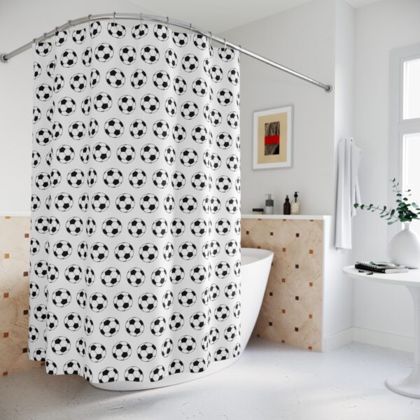 White Soccer Shower Curtain