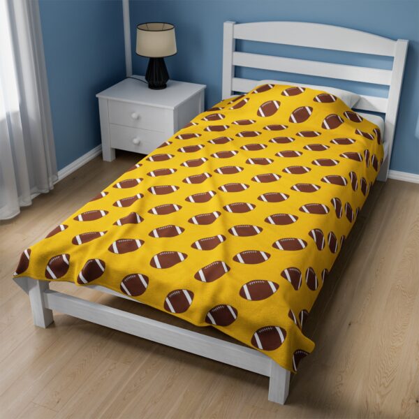 Yellow Velveteen Football Blanket - Image 2